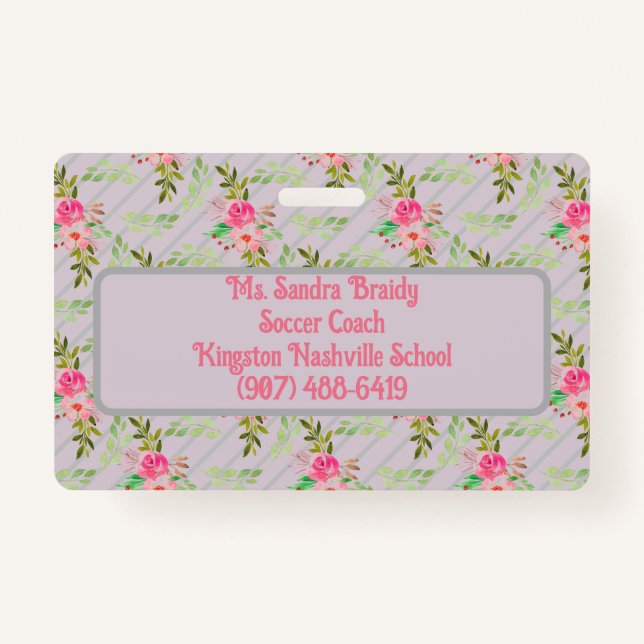 Flores E Folhas De Crachá Personalizado (Verso)