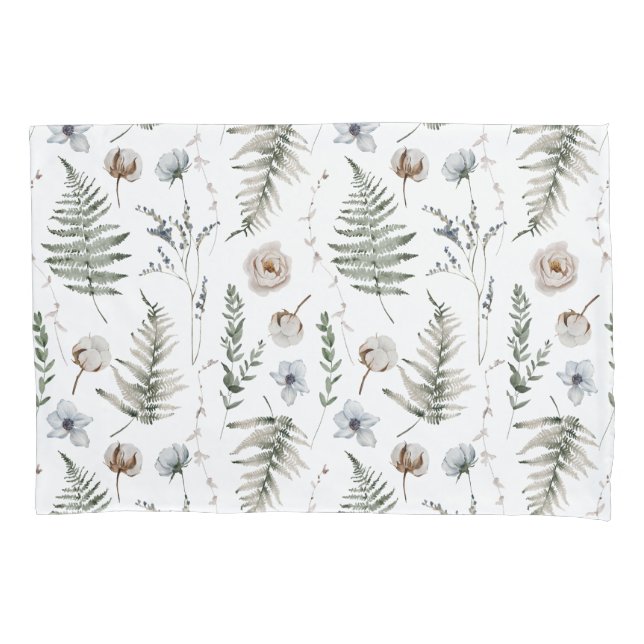 Flores e Folhas de Samambaia Floresta Floral Botân (Frente)