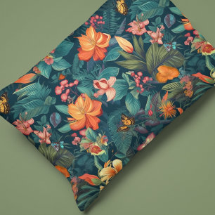 Flores e Folhas Tropicais com Borboletas