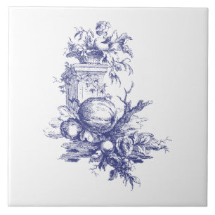 Flores e Frutas azuis e brancas