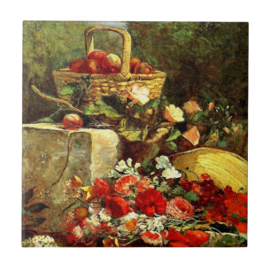 Flores e Frutas em um Jardim, Eugene Boudin art