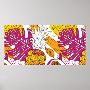 Flores e frutas tropicais, impressão exótico bri
