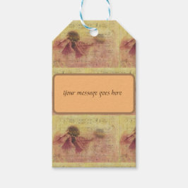 Flores e notas musicais, etiqueta de presente