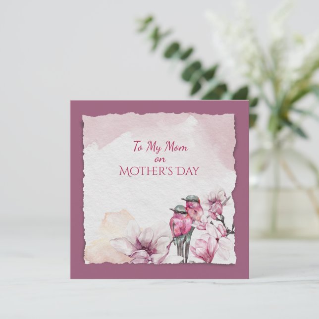 Flores e pássaros de Aquarelas do dia de as mães (Em pé/Frente)