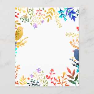 Flores e pássaros enquadram papel de fundo de álbu