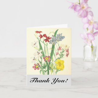 Flores e Plantas Coloridas, cartão postal "Obrigad