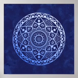 Flores e pontos Mandala - Impressão de gradiente