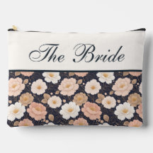 Flores Elegantes em Bolsa de Maquiagem de Noiva Az