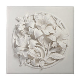 Flores Elegantes em Relevo Branco Falso