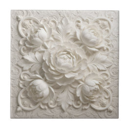 Flores Elegantes em Relevo Branco Falso