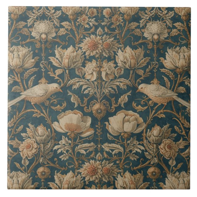 Flores Elegantes Novo Pássaros Vintage (Frente)