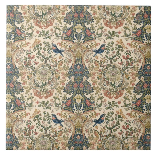 Flores Elegantes Novo Pássaros Vintage (Frente)