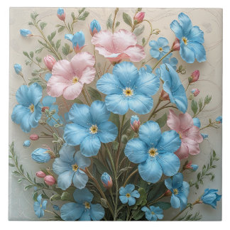 Flores Elegantes Rosa e Azul