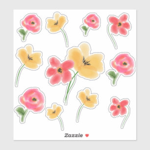 Flores em Aquarela - adesivos