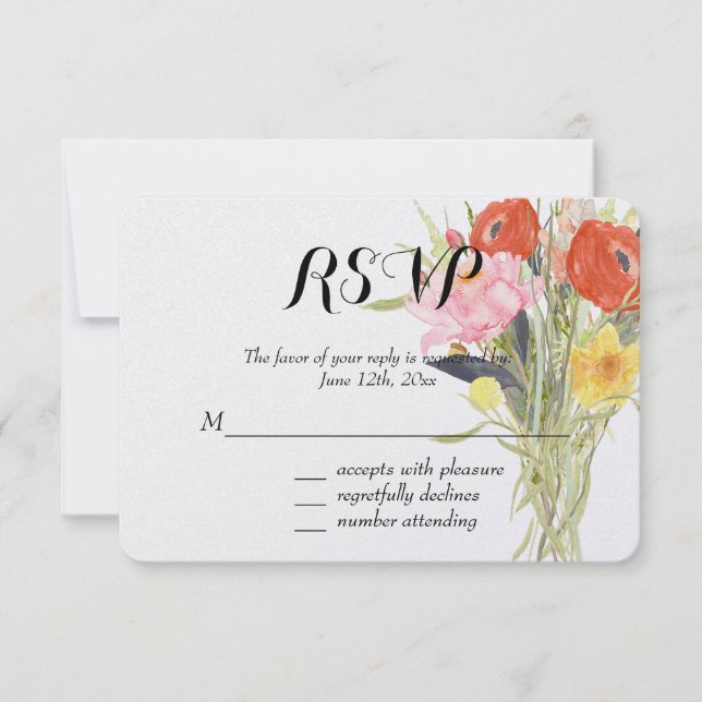 Flores em Aquarela RSVP (Frente)