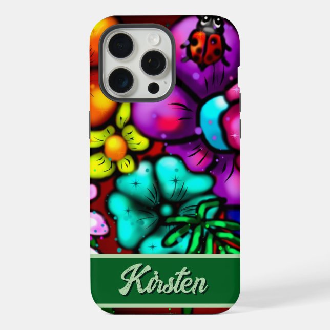 Flores em Estilo Grafite & Joaninha Personalizado (Verso)