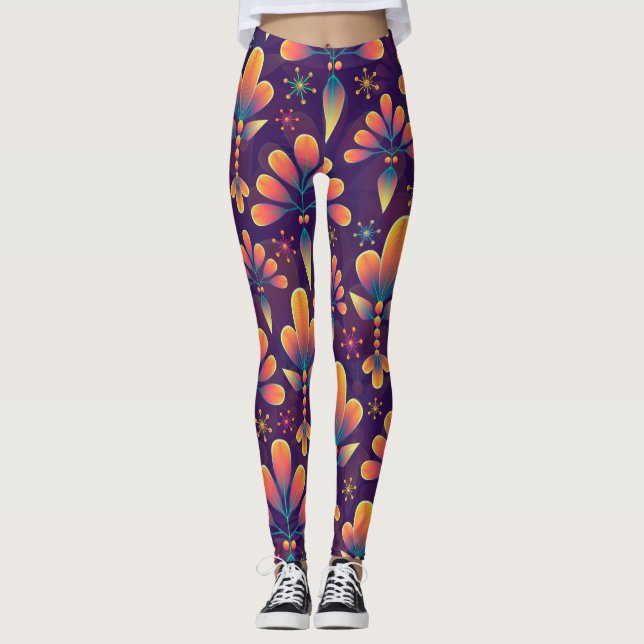 flores em leggings floridas (Frente)