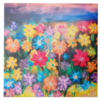 Flores em Pastéis Sangria - Azulejo