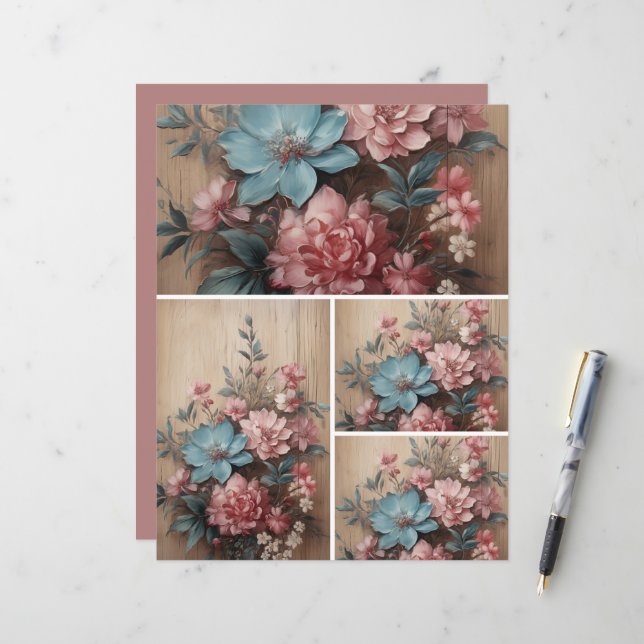 Flores em Pontos de Viagem de Madeira Decoração de (Frente/Verso In Situ)