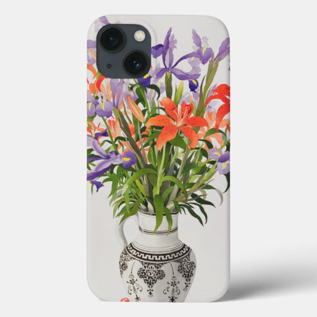 Flores em um jarro preto e branco (Verso)