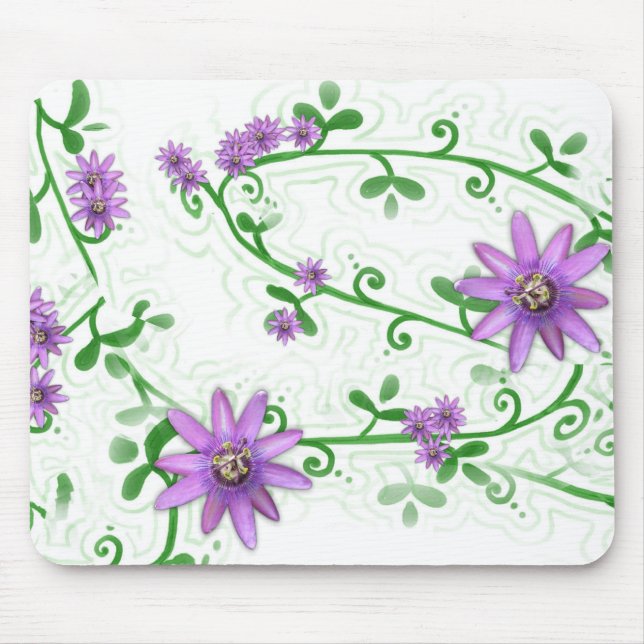 Flores em videiras Mousepad (Frente)
