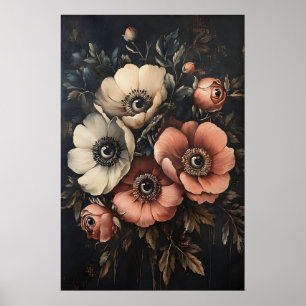 Flores Escuras e Temperamentais com Impressão de O