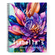 Flores exóticas elegantes, Caderno de Esboço aquar