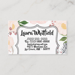 Flores Florais Brancas cartão de visita em Branco