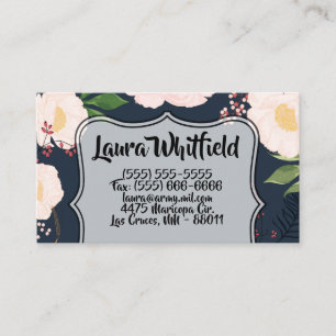 Flores Florais Brancas de cartão de visita no Azul