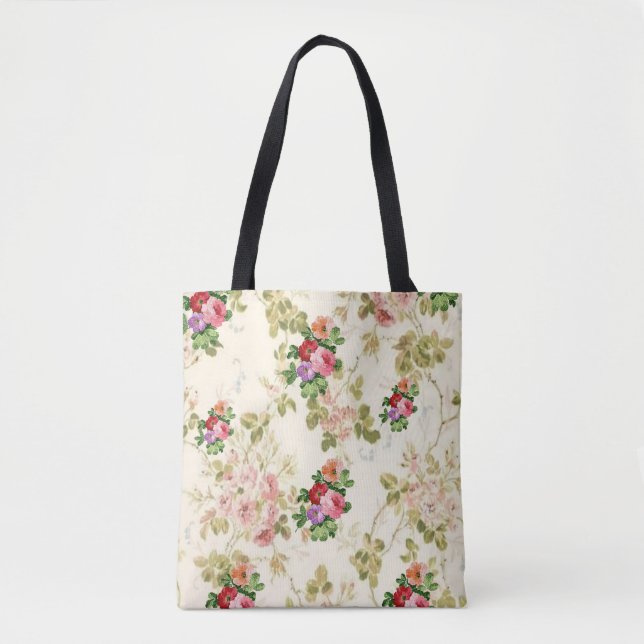 flores florais de tote bag (Frente)