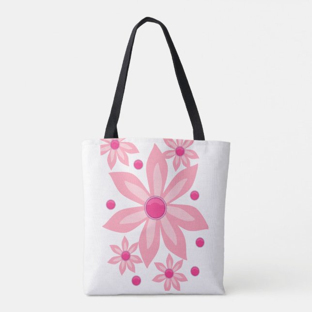 flores florais de tote bag (Verso)