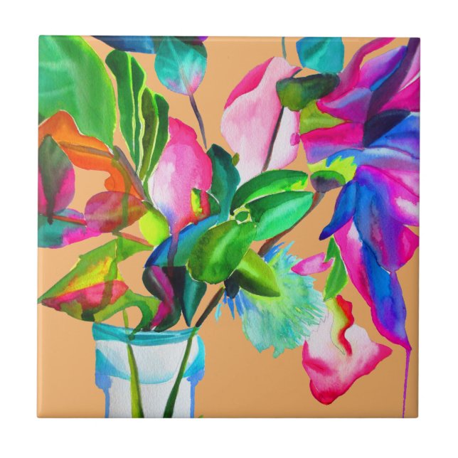 Flores florais modernas coloridas aquáticas (Frente)