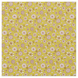 Flores florais padrão Tecido amarelo de fundo