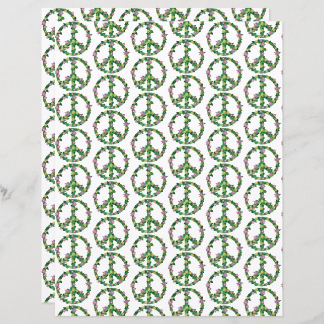 Flores Florais Rosa e Amarelo Sinais de Paz Papel (Frente/Verso)