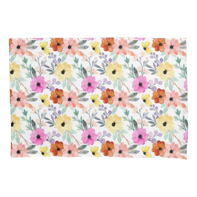 Flores Florais Rosa, Vermelho, Amarelo Aquarela  (Frente)