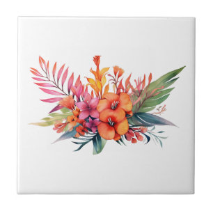 Flores Florais Tropicais Rosa Pêssego Amarelo Lara