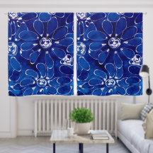 Flores Flores Abstrato Branco Azul