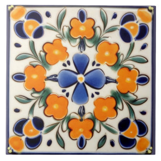 Flores Folorais Laranja e Azuis