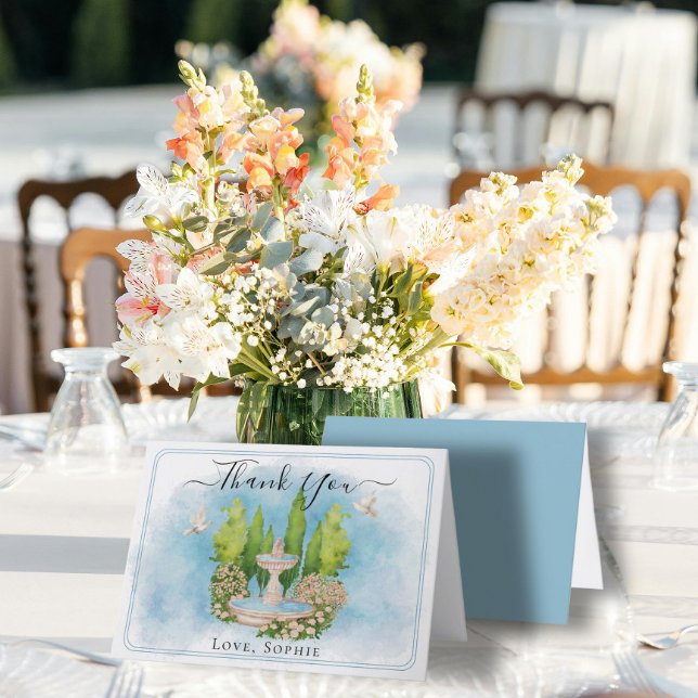 Flores-fonte pombas Cartões de agradecimentos de c (Criador carregado)