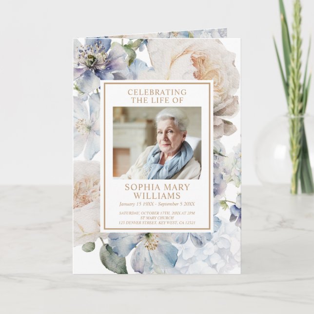 Flores Fotografia Programas Funerais Memoriais (Frente)