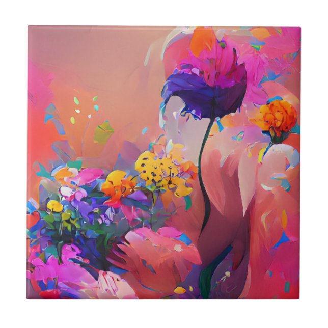 Flores fuchsia amarelo roxo arte digital (Frente)