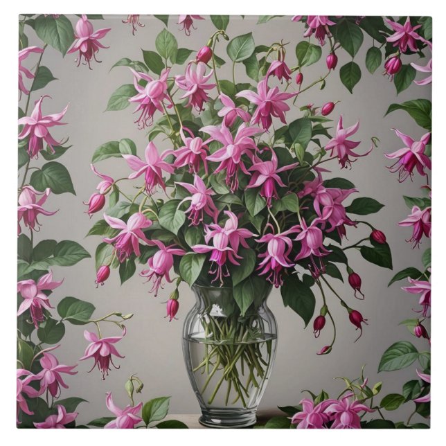 Flores fuchsias em vaso (Frente)