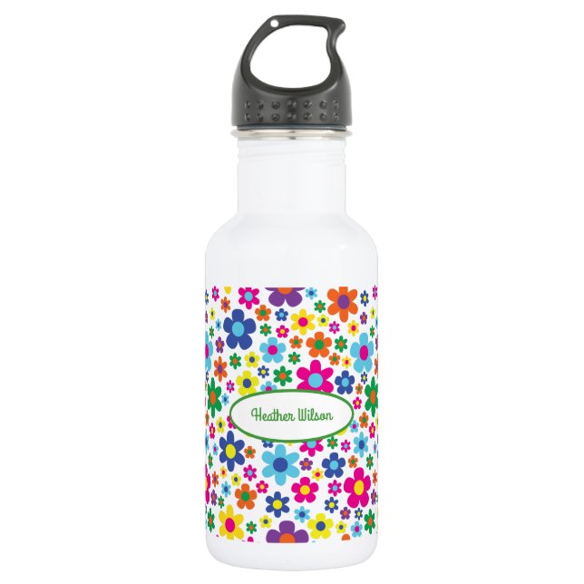 Flores, Garrafa de Água, com Nome (Frente)