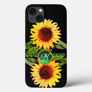 FLORES, GEMSTONAS VERDE EMERALD MONOGRAMA FLORAL