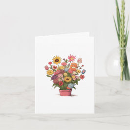 Flores, grande buquê de flores em cartão de vaso