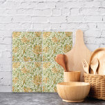 Flores Honeysuckle William Morris<br><div class="desc">Azulejos de cerâmica decorativa com um design por William Morris (1834-1896) chamado Honeysuckle (c. 1885). Vinhas que se misturam com flores laranja e folhas verdes de sábio.</div>