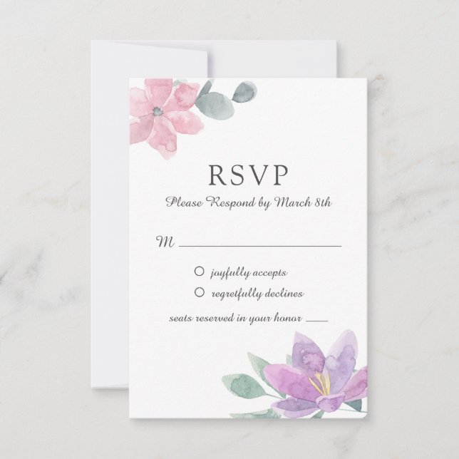 Flores impermeáveis. RSVP de Casamento Floral (Frente)