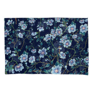 Flores infantis: azul escuro sem costura