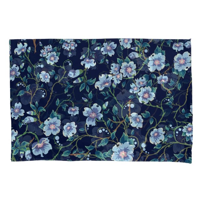 Flores infantis: azul escuro sem costura (Frente)