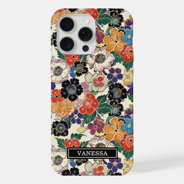 Flores Japonesas Coloridas Monogramadas (Verso)